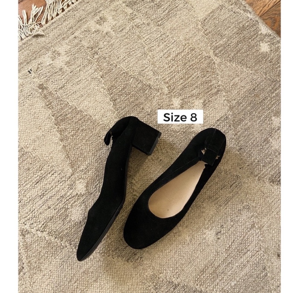 Everlane The Italian Leather Day Heel Black Suede Size 8